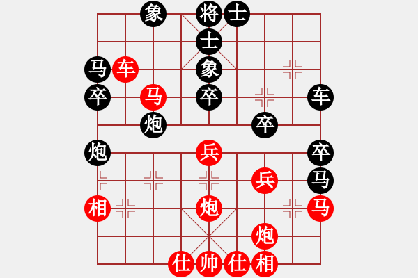 象棋棋譜圖片：五七炮進(jìn)三兵對(duì)屏風(fēng)馬進(jìn)3卒  （黑飛右象）   飛天屠龍(4f)-勝-太湖戰(zhàn)神八(5f) - 步數(shù)：40 