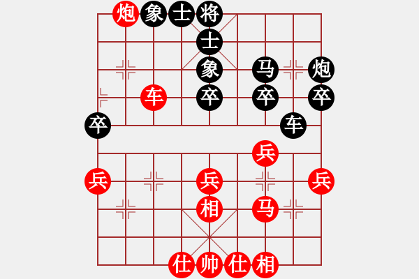 象棋棋譜圖片：中炮巡河車對(duì)屏風(fēng)馬挺3卒 - 步數(shù)：40 