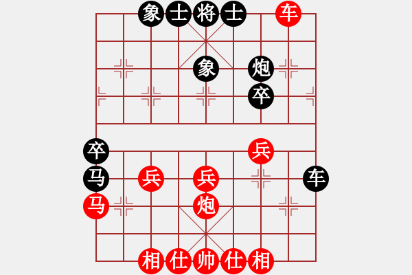 象棋棋譜圖片：3--5---馬2進(jìn)1--炮七進(jìn)三--卒1進(jìn)1--紅方多兵稍好，黑方謀和不難。 - 步數(shù)：29 