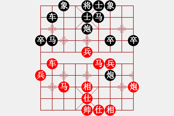 象棋棋譜圖片：第二章 小列手炮的興起 第一節(jié) 過河車對平炮兌車式 紅方兌車（一） - 步數(shù)：40 