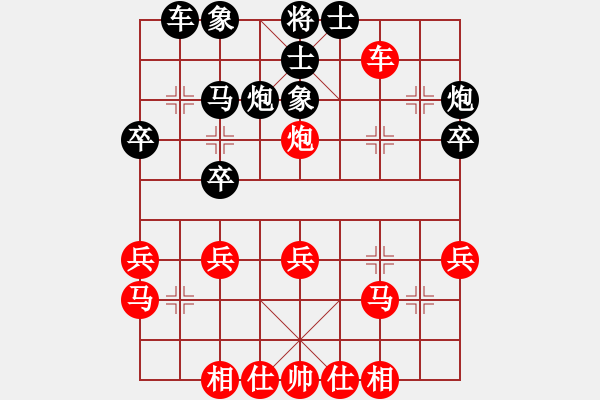 象棋棋譜圖片：mengyaaa(2段)-勝-弱點(4段)中炮巡河車對屏風(fēng)馬 紅進(jìn)左馬 - 步數(shù)：30 