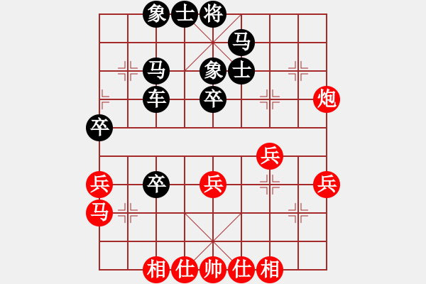 象棋棋譜圖片：和舒淇有緣(9段)-和-太極狼(6段) 五八炮互進(jìn)三兵對(duì)屏風(fēng)馬 紅左邊馬平炮壓馬對(duì)黑邊卒 - 步數(shù)：40 