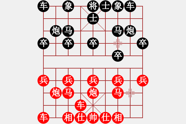 象棋棋谱图片：横才俊儒[292832991](1弦)-胜-闪烁(5弦) - 步数：10 