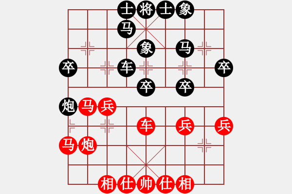 象棋棋譜圖片：五七炮不挺兵對(duì)屏風(fēng)馬進(jìn)７卒 黑左炮封車對(duì)紅左車過(guò)河[黑右馬進(jìn)外肋紅平車外勒]w4(5)a - 步數(shù)：40 