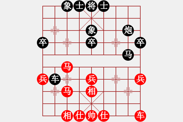 象棋棋譜圖片：2006年弈天迪瀾杯聯(lián)賽第八輪：梁家軍鐵手(初級(jí))-和-開(kāi)封府少俠(9段) - 步數(shù)：30 