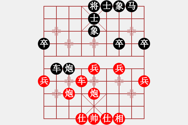 象棋棋谱图片：上海金外滩队 谢靖 胜 广东御圣队 莫梓健 - 步数：40 