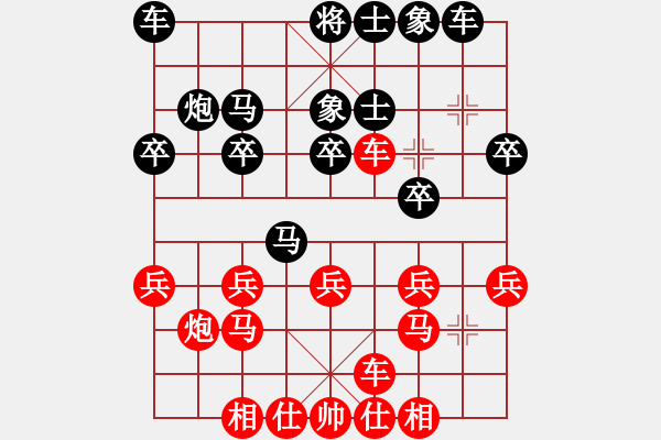 象棋棋譜圖片：葬心紅勝小公雞【中炮過河車七路馬對屏風馬】 - 步數(shù)：20 