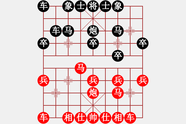 象棋棋譜圖片：順炮直車(chē)對(duì)緩開(kāi)車(chē) 執(zhí)紅輸了 - 步數(shù)：20 