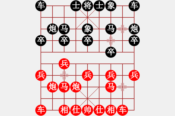 象棋棋譜圖片：過宮炮之側(cè)面虎偏鋒炮王[紅] -VS- 朵麗朵[黑] - 步數(shù)：10 