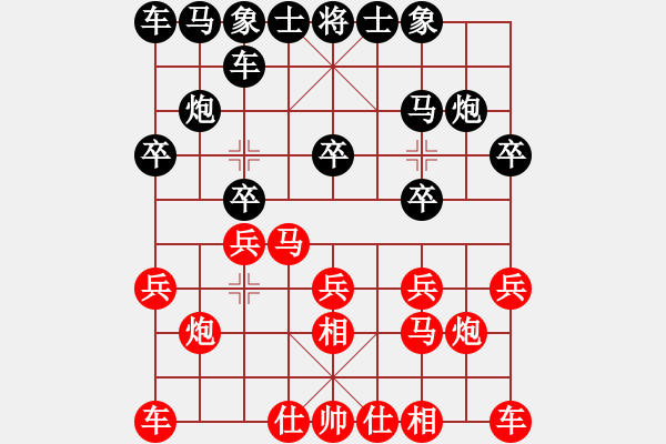 象棋棋譜圖片：威猛--大將軍[紅先負] -VS- 贏一盤實在難[黑] 起馬互進七兵局 - 步數：10 