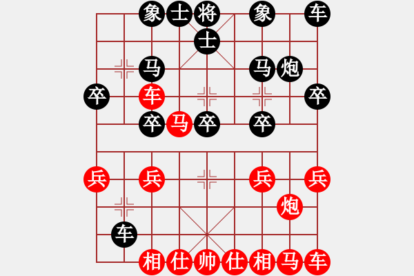 象棋棋譜圖片：3.1【紅馬三進(jìn)五變之黑炮8平5紅對(duì)炮局】A鲅魚(yú)圈棋苑(5段)-負(fù)-姚一姚(5段) - 步數(shù)：20 