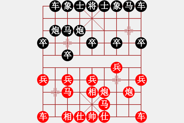 象棋棋譜圖片：wangyongchun0215紅負(fù)葬心【過(guò)宮炮對(duì)進(jìn)左馬】 - 步數(shù)：10 