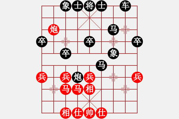 象棋棋譜圖片：wangyongchun0215紅負(fù)葬心【過(guò)宮炮對(duì)進(jìn)左馬】 - 步數(shù)：32 