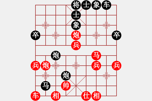 象棋棋譜圖片：中炮巡河車兵五進(jìn)一對(duì)屏風(fēng)馬進(jìn)3卒16 - 步數(shù)：40 