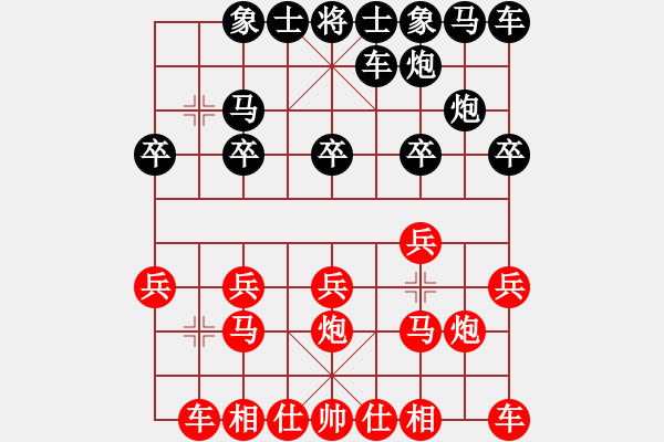 象棋棋谱图片：-笑--[红] -VS- 【中】觅棋路[黑] - 步数：10 