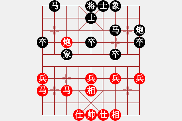 象棋棋谱图片：王晓华     先和 庄玉庭     - 步数：30 