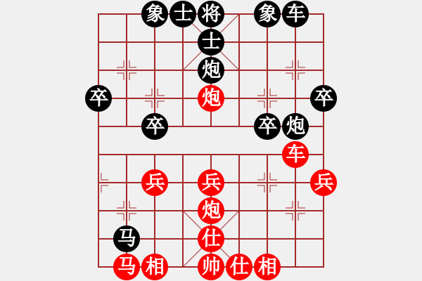 象棋棋譜圖片：錦州石化一(天帝)-勝-隱龍(人王) 仙人指路轉(zhuǎn)左中炮對(duì)卒底炮飛左象 紅左直車(chē)右邊馬對(duì)黑連進(jìn)７卒拐角 - 步數(shù)：30 