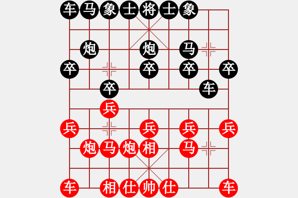 象棋棋譜圖片：矮腳虎王英(9段)-負(fù)-九天(9段)過宮炮對左中炮 - 步數(shù)：10 