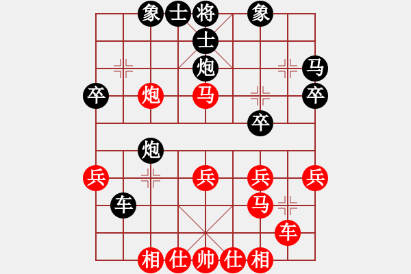 象棋棋譜圖片：136局 A52- 仕角炮對右中炮-小蟲引擎23層 (先和) BugChess19-04-09 x - 步數(shù)：30 