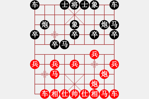 象棋棋譜圖片：右金鉤炮 對(duì) 飛右象 - 步數(shù)：10 