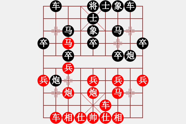 象棋棋譜圖片：中國棋院杭州分院國際交流中心有限公司 張毓十 勝 杭州棋類學(xué)校（圍棋學(xué)校） 王楷 - 步數(shù)：20 