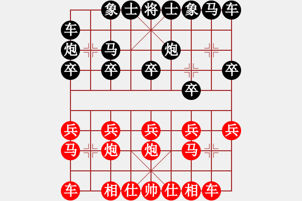 象棋棋谱图片：张旭先和张栖（盲棋表演） - 步数：10 