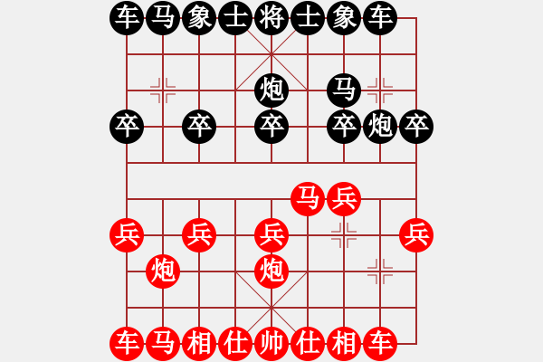 象棋棋譜圖片：中炮進(jìn)三兵對(duì)后補(bǔ)列炮 - 步數(shù)：10 