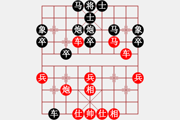 象棋棋譜圖片：20171030 先勝Q(mào)Q業(yè)五 順炮直車對(duì)橫車 黑急車4進(jìn)5 車4平3 炮2平4 馬2進(jìn)3 - 步數(shù)：40 