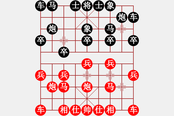 象棋棋谱图片：dsj123[红] -VS- bbboy002[黑] - 步数：10 