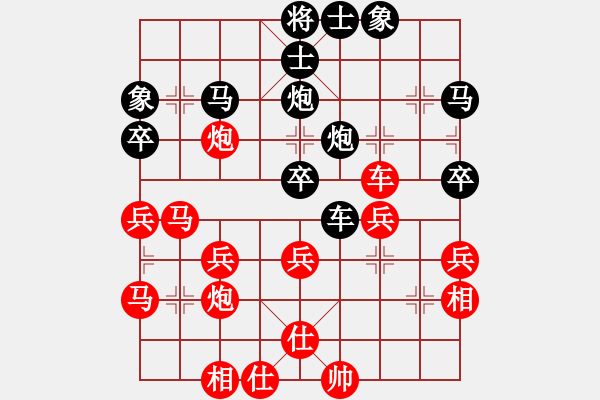 象棋棋谱图片：中炮进三兵对卒底炮 徐国栋先胜徐晓苟 - 步数：40 