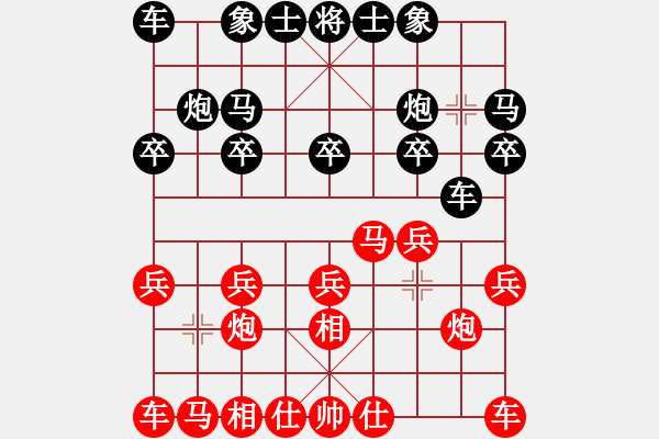 象棋棋譜圖片：卒底炮應(yīng)仙人指路（我黑方后勝Q(mào)Q都尉） - 步數(shù)：10 