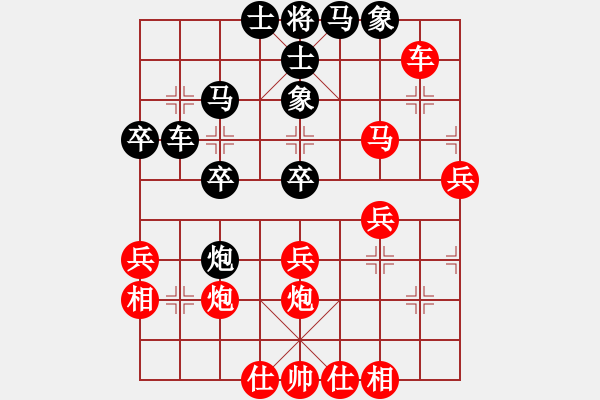 象棋棋譜圖片：橫才俊儒[紅] -VS- 粉絲[黑]濁世狂生一級(jí)大師之終局 - 步數(shù)：40 