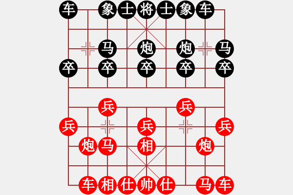 象棋棋譜圖片：卒底炮應(yīng)仙人指路紅飛右相（旋風(fēng)14層后勝巫師大師級(jí)） - 步數(shù)：10 