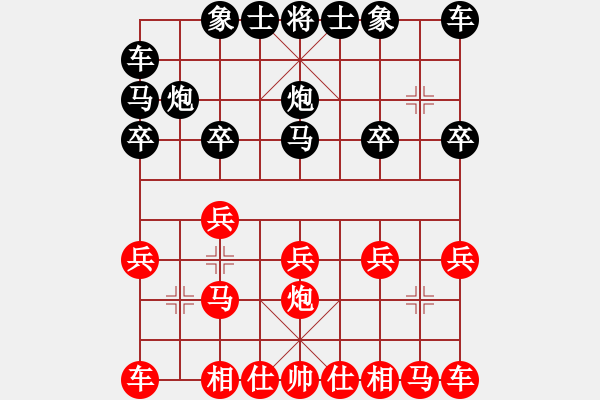 象棋棋譜圖片：仙人指路對(duì)邊馬，紅起馬轉(zhuǎn)炮二平五，黑炮8平5，紅炮8進(jìn)4變觀棋者(5段)-負(fù)-湖城棋迷(5段) - 步數(shù)：10 