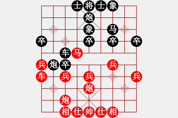象棋棋谱图片：棋双虎(9星)-和-杏花村牧童(9星) - 步数：30 