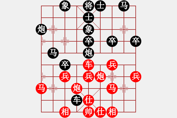 象棋棋譜圖片：五七炮進(jìn)三兵對(duì)屏風(fēng)馬進(jìn)3卒  （黑士4進(jìn)5）  鐵馬金戈(無(wú)上)-負(fù)-象棋蛟龍七(9段) - 步數(shù)：40 