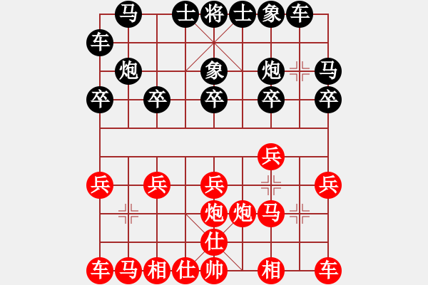 象棋棋谱图片：2011年宁夏神华宁煤杯全区象棋锦标赛第1轮中卫市队张志华胜湖城棋队朱旭？ - 步数：10 