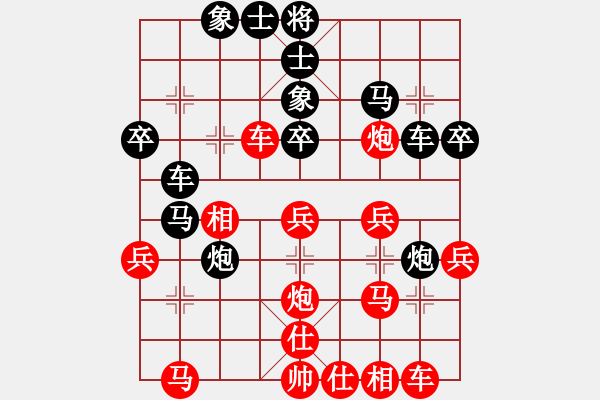 象棋棋譜圖片：五八炮進(jìn)三兵對屏風(fēng)馬進(jìn)3卒   （紅車八進(jìn)六）  英俊少年(9段)-勝-棋界豪杰(月將) - 步數(shù)：30 