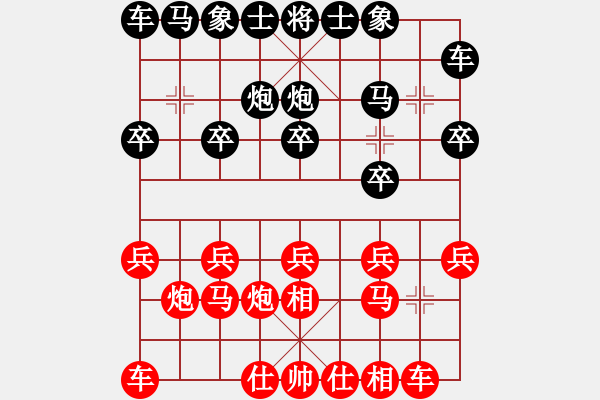 象棋棋譜圖片：過宮炮 后手中炮應(yīng)對(duì) 第一局 太陽 - 步數(shù)：10 