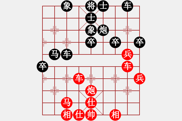 象棋棋譜圖片：五七炮進(jìn)三兵對(duì)屏風(fēng)馬黑馬急吃兵（旋風(fēng)14層拆棋）黑勝 - 步數(shù)：40 