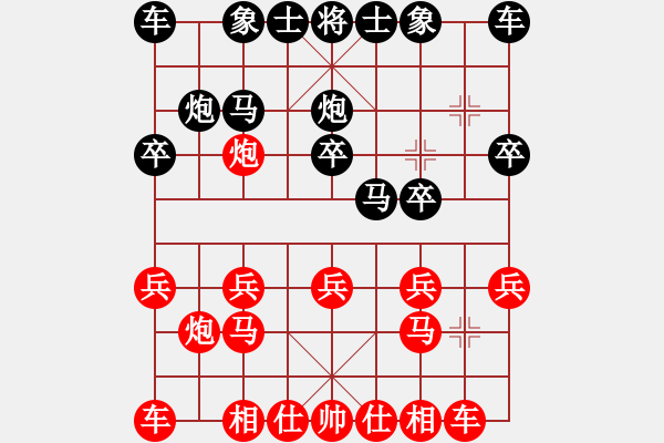 象棋棋譜圖片：金鉤炮：打士?jī)恶R雙車錯(cuò)！ - 步數(shù)：10 