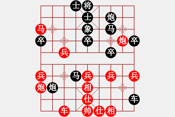 象棋棋譜圖片：劍之飛(9星)-負(fù)-千島雅(無極)（中炮過河車對屏風(fēng)馬平炮兌車黑車1進(jìn)1） - 步數(shù)：40 