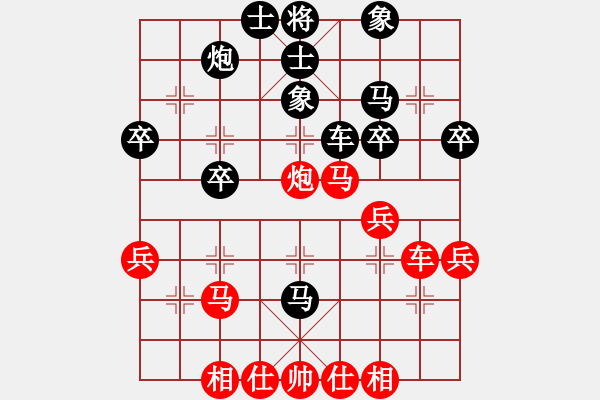 象棋棋譜圖片：后手：屏風(fēng)馬右橫車對(duì)中炮過(guò)河車 紅未走炮89；走兵5 1 - 步數(shù)：40 