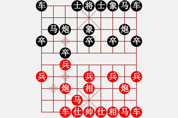 象棋棋谱图片：lj2659[红先负] -VS- 赢一盘实在难[黑] 飞相对进７卒 - 步数：10 