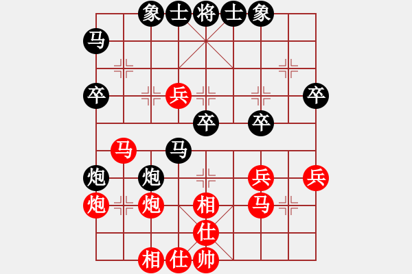 象棋棋譜圖片：煙臺(tái)棋圣(8段)-負(fù)-當(dāng)愛已成米(9段)中炮七路馬對屏風(fēng)馬 紅左馬盤河 - 步數(shù)：40 