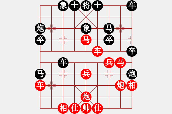 象棋棋譜圖片：luxixi(6段)-勝-魔鬼轉(zhuǎn)世(月將)中炮緩開車兵七進(jìn)一對(duì)黑炮8平9 - 步數(shù)：30 