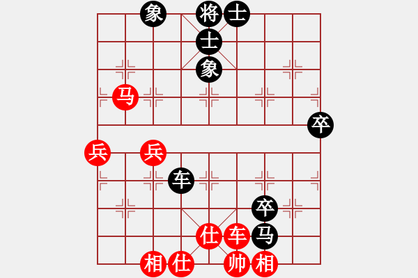 象棋棋譜圖片：中炮過(guò)河車(chē)互進(jìn)七兵對(duì)屏風(fēng)馬左馬盤(pán)河 紅七路馬對(duì)黑橫車(chē) (黑車(chē)9進(jìn)1）富豪李來(lái)群(日帥)-和-網(wǎng)絡(luò)五號(hào) - 步數(shù)：60 