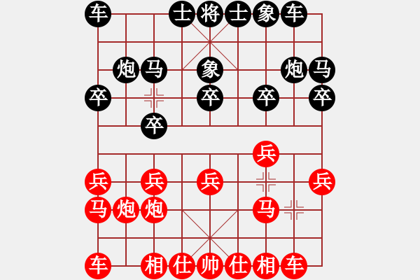 象棋棋譜圖片：金鉤炮對飛右象：棋苑大怪[紅] 和 倒數(shù)冠軍[黑] - 步數(shù)：10 