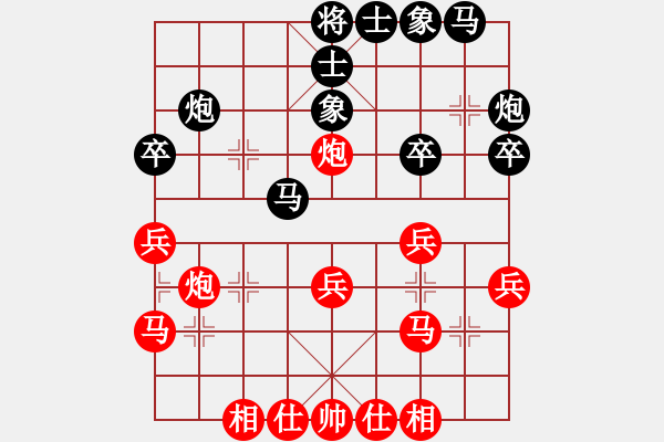 象棋棋譜圖片：洪大20160414五七炮進(jìn)三兵對(duì)屏風(fēng)馬-黑右象大出車 - 步數(shù)：31 