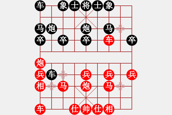 象棋棋譜圖片：順炮直車對(duì)橫車車二進(jìn)六變例1 - 步數(shù)：20 